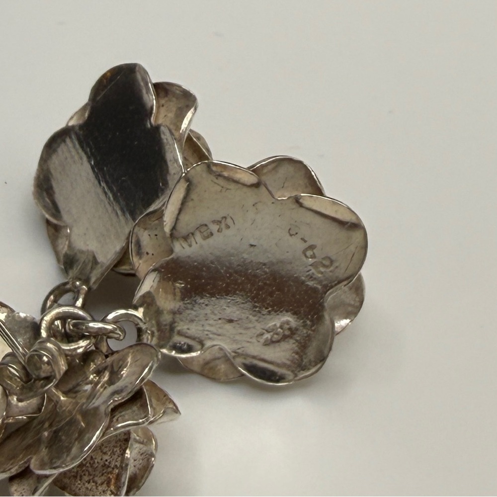 VTG Mexican Sterling Silver Rose Dangling Earrings and Pendant. - Picture 7 of 14